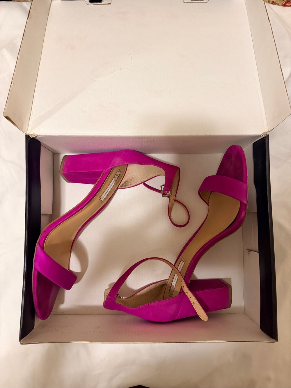 INC International Concepts Fuchsia Block Heel Ankle-Strap Sandals